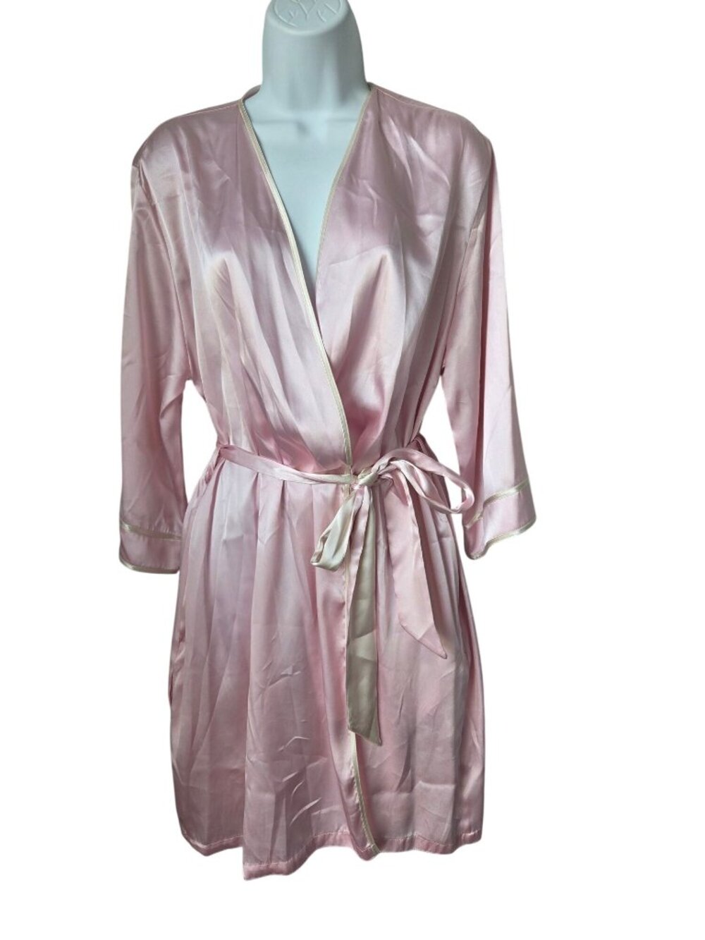 Jones New York Pink Satin Robe With Tie Waist L/XL